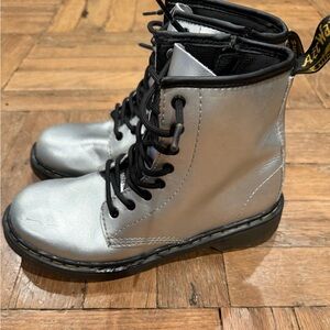 Dr. Martens Kids' Metallic Silver Boots